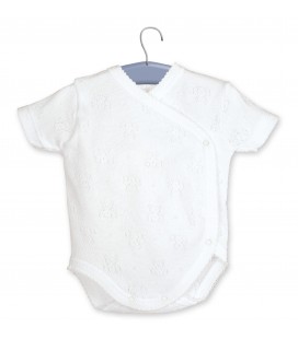 Calamaro Baby - Body cruzado manga corta Calado Ositos blanco