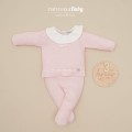Pangasa Baby - Conjunto primera puesta con volante piqué color rosa bebé