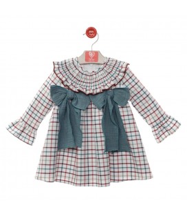 Del Sur - Vestido Estambul cuadros verde empolvado