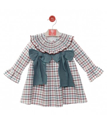 Del Sur - Vestido Estambul cuadros verde empolvado
