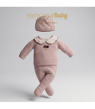 Pangasa Baby - Primera puesta vintage con gorro rosa vintage