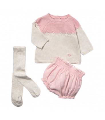 Mayoral Newborn - Conjunto short 3 piezas rosa baby vigoré