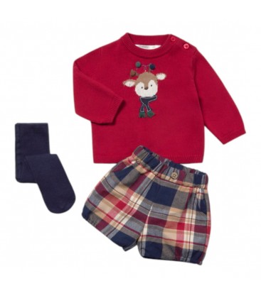 Mayoral Newborn - Conjunto pantalón corto y leotardos rojo