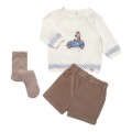 Mayoral Newborn - Conjunto pantalón corto y leotardos crudo bombón