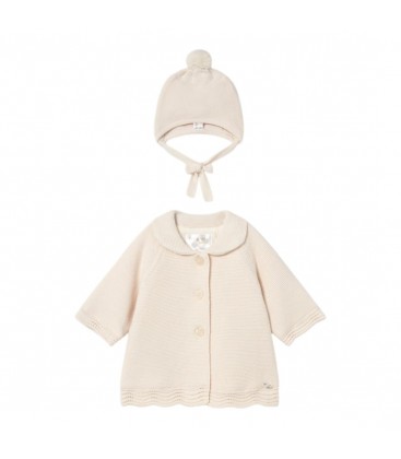 Mayoral Newborn - Abrigo de punto con gorro cerámica