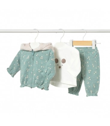 Mayoral Newborn - Chándal 3 piezas mineral vigoré