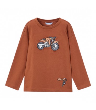 Mayoral - Camiseta manga larga relieve teja