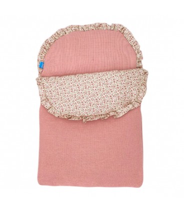 SARDON - Saco de punto rosa empolvado con embozo floral