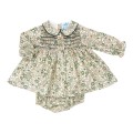 SARDON - Vestido bebé floral verde con braguita