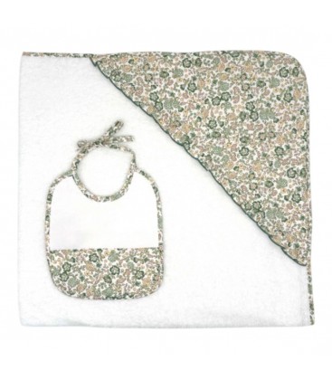 SARDON - Capa de baño y babero floral verde