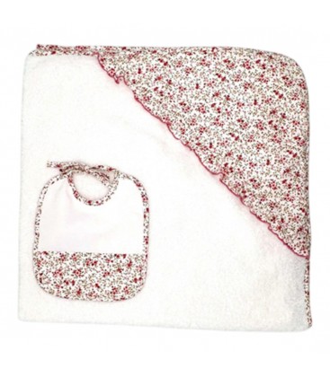 SARDON - Capa de baño y babero floral rosa