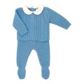 SARDON - Conjunto bebé de punto azul con polaina
