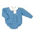 SARDON - Conjunto bebé de punto azul con chaqueta y ranita