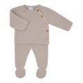 SARDON - Conjunto bebé de punto con polaina color piedra