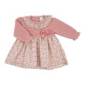 SARDON - Vestido bebé de punto rosa con falda floral