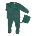 SARDON - Conjunto bebé de punto verde con polaina y capota