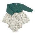 SARDON - Vestido bebé de punto verde con braguita floral