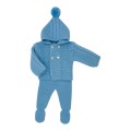 SARDON - Conjunto bebé de punto azul con capucha y polaina