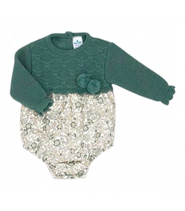 SARDON - Ranita bebé de punto verde con tejido floral
