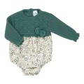 SARDON - Ranita bebé de punto verde con tejido floral