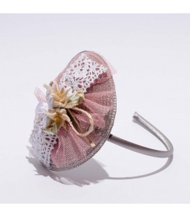 Diadema de ceremonia para niña de Floritur -  Rosa Emplvado